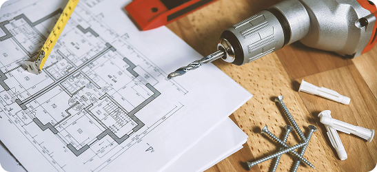 Carpentry blueprints and tools