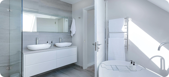 Tiled bathroom and kitchen